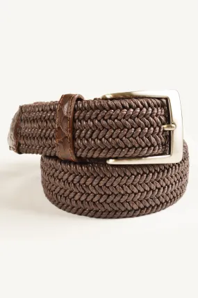 1 3/8" STRETCH BELT WITH CROC TABS - CHOCOLATE