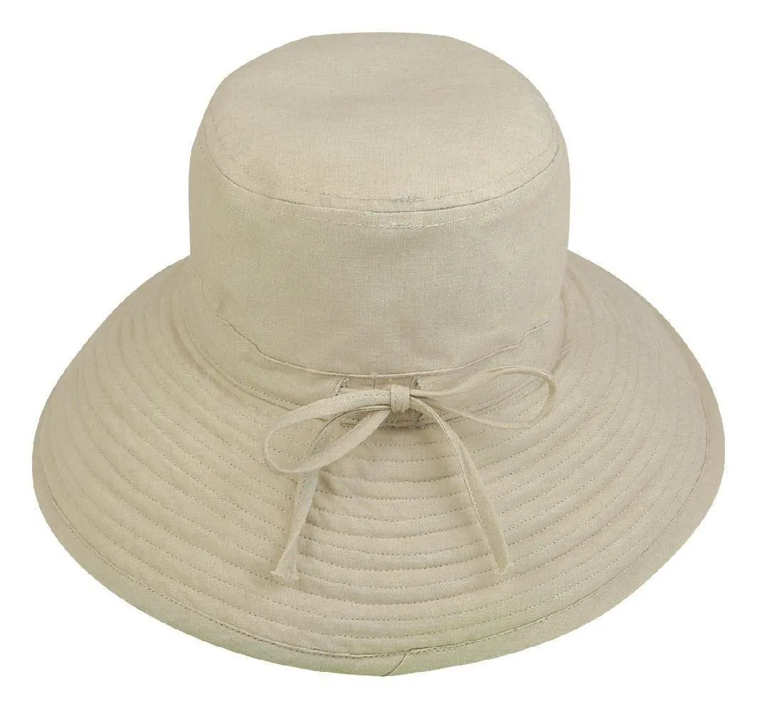 1 Dozen Sun Bucket Hats Caps Ramie Cotton Ribbon Ties Sand Salmon Wholesale