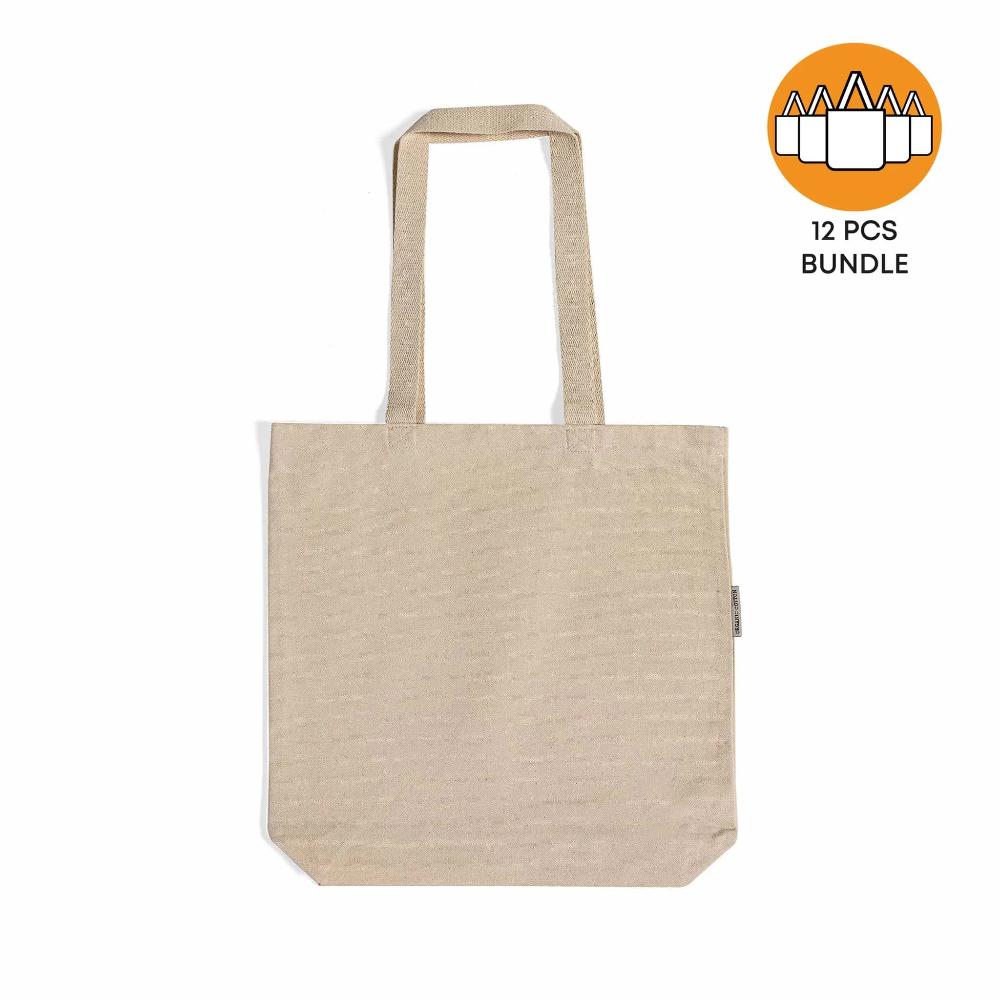 12 ct Organic Cotton Canvas Grocery Tote Bags W/Gusset - By Dozen