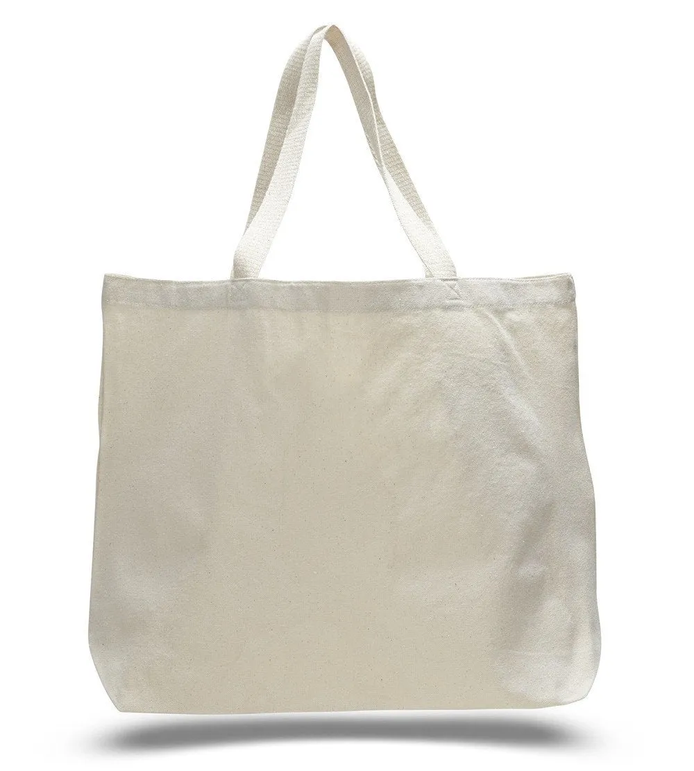 96 ct Large Canvas Wholesale Tote Bag with Long Web Handles - By Case