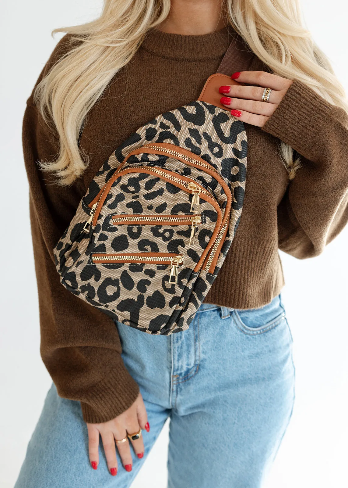 All Leopard Sling Crossbody Bag