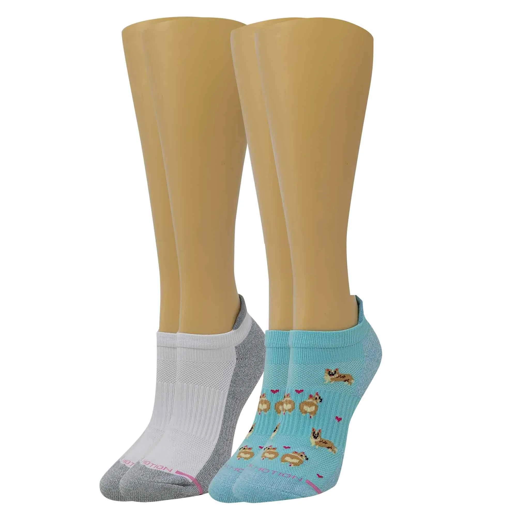 Ankle Compression Socks | Dr Motion Socks | Corgis & White (2 Pack)