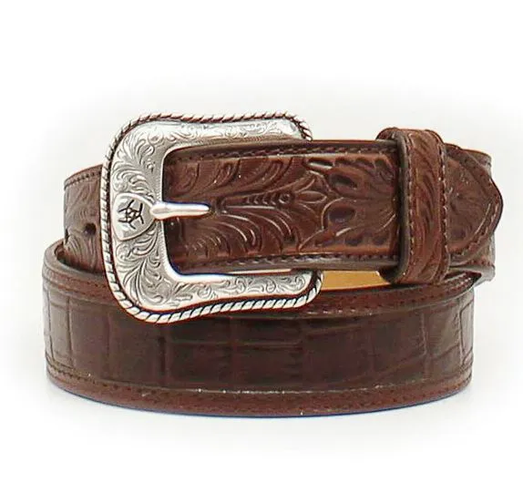 ARIAT Men's Faux Crocodile Print Western Belt A1021202