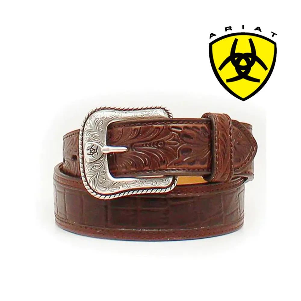 ARIAT Men's Faux Crocodile Print Western Belt A1021202