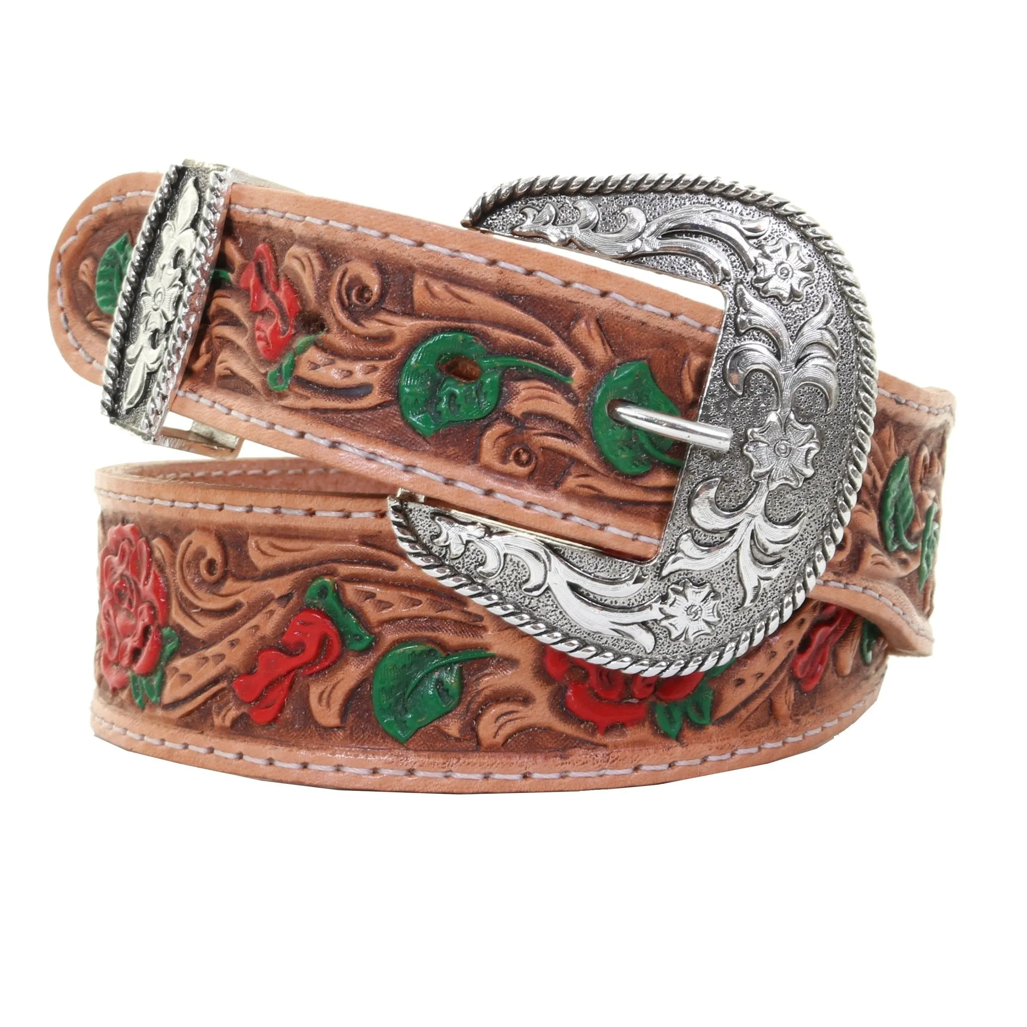 B875A - Rose Tooled and Painted Belt