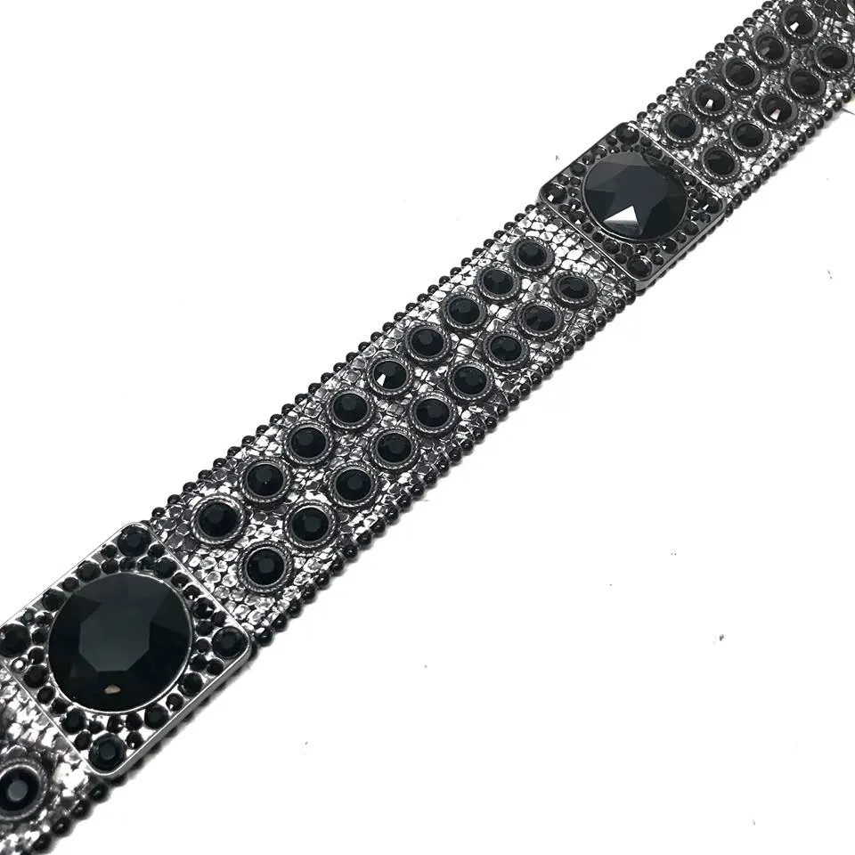 b.b. Simon Big Block Black Crystal Belt