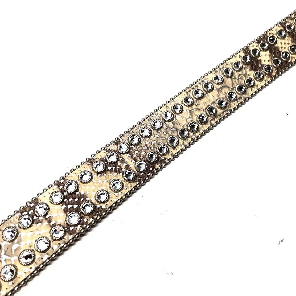 b.b. Simon Natural Python Big Buckle Crystal Belt