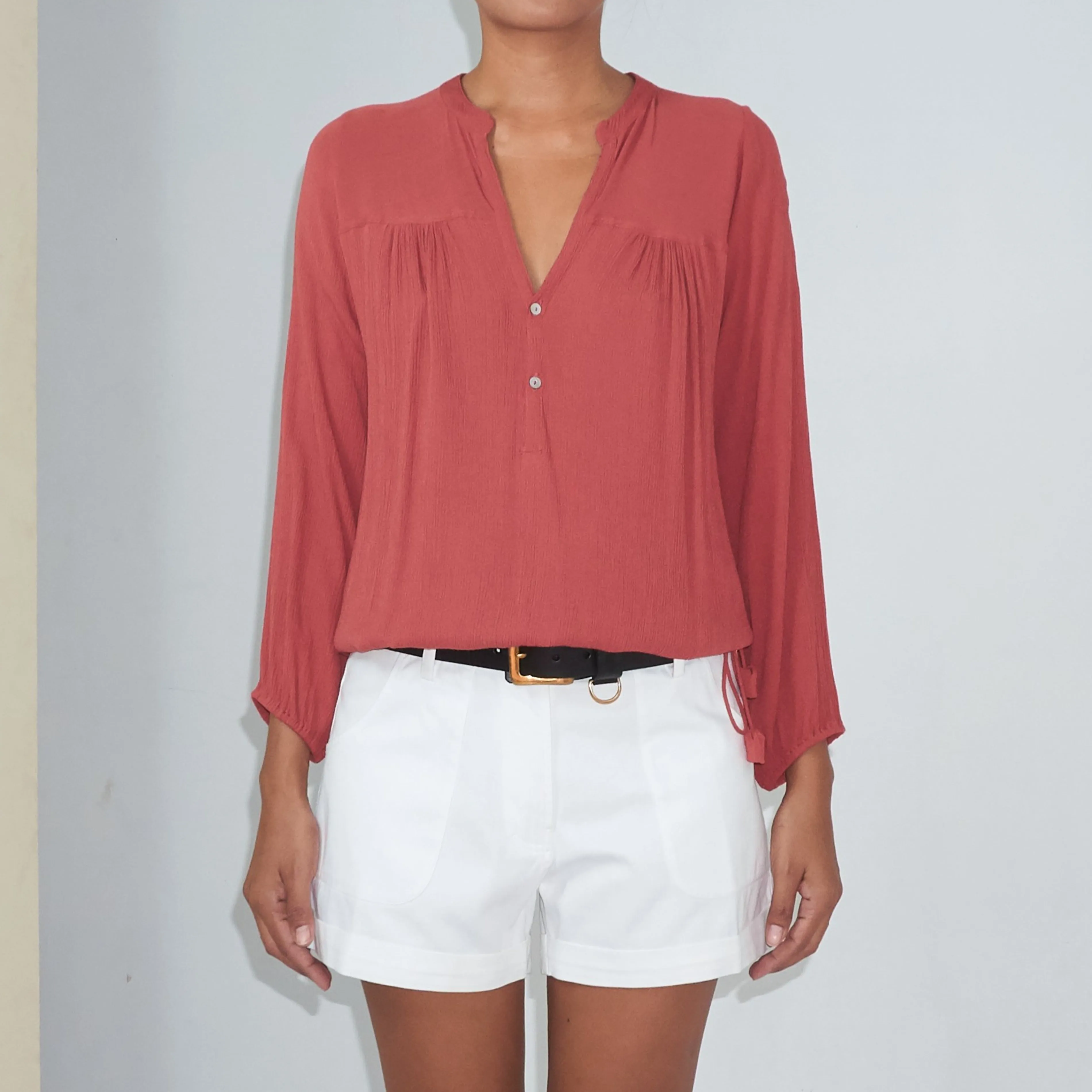 BKLN TOP - Crinkled Rayon | Dusty Rose