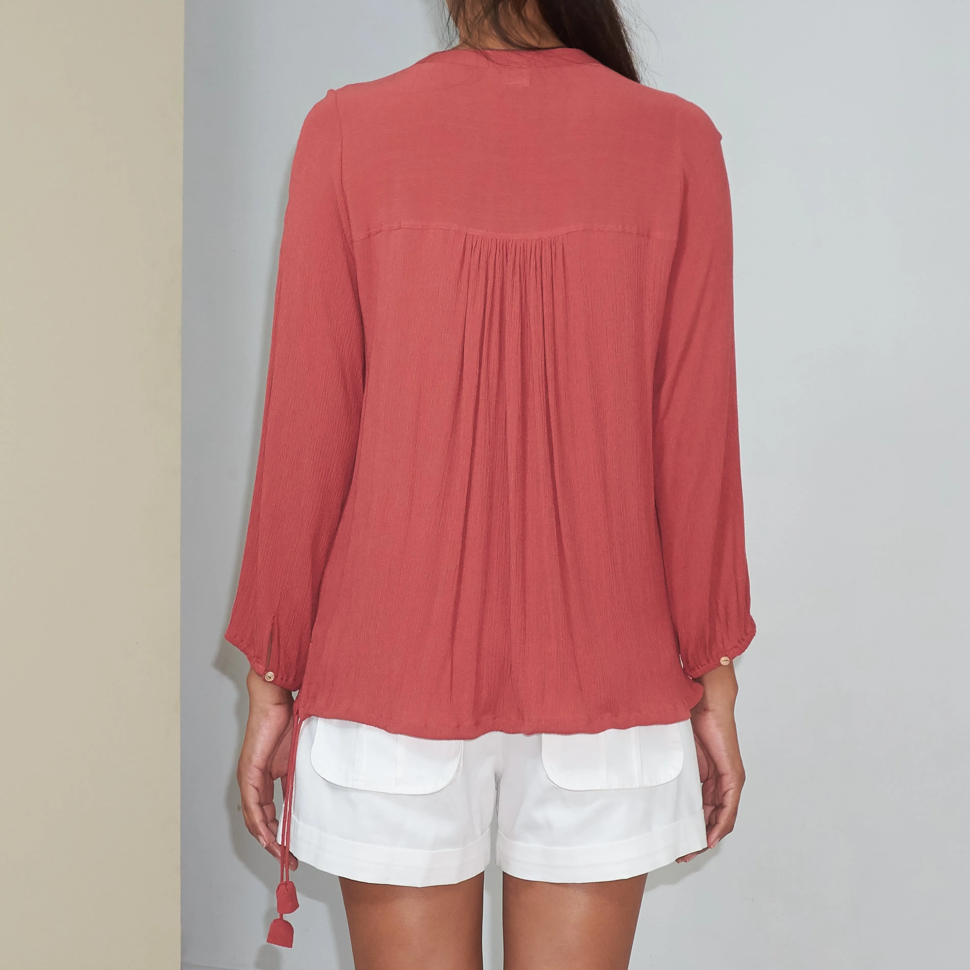 BKLN TOP - Crinkled Rayon | Dusty Rose