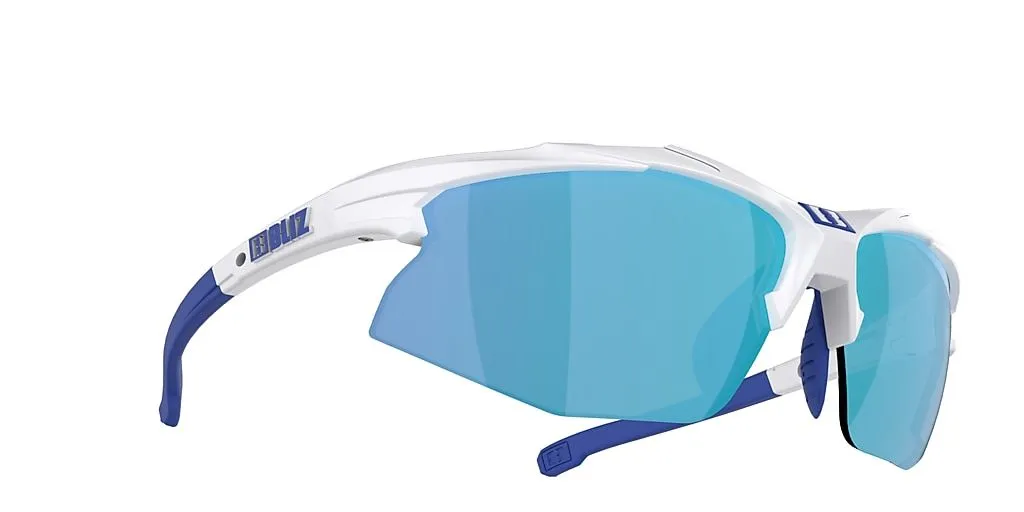 Bliz Hybrid Sunglasses Cycling Sports White Frame Smoke Blue Lens