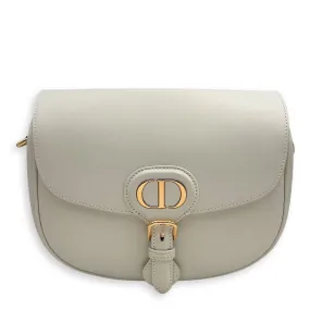 Bobby Medium White Crossbody Bag in Calfskin, Gold hardware