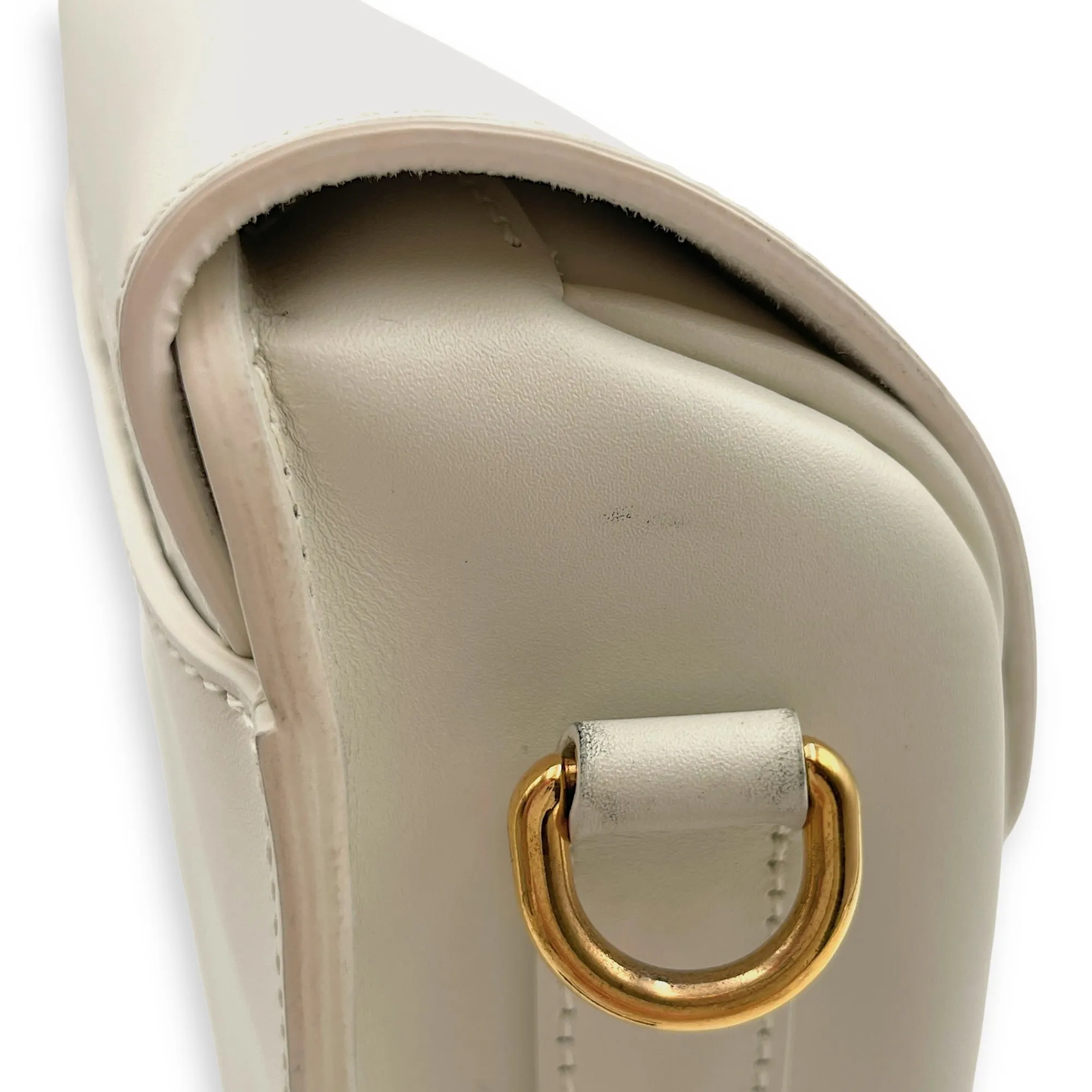 Bobby Medium White Crossbody Bag in Calfskin, Gold hardware