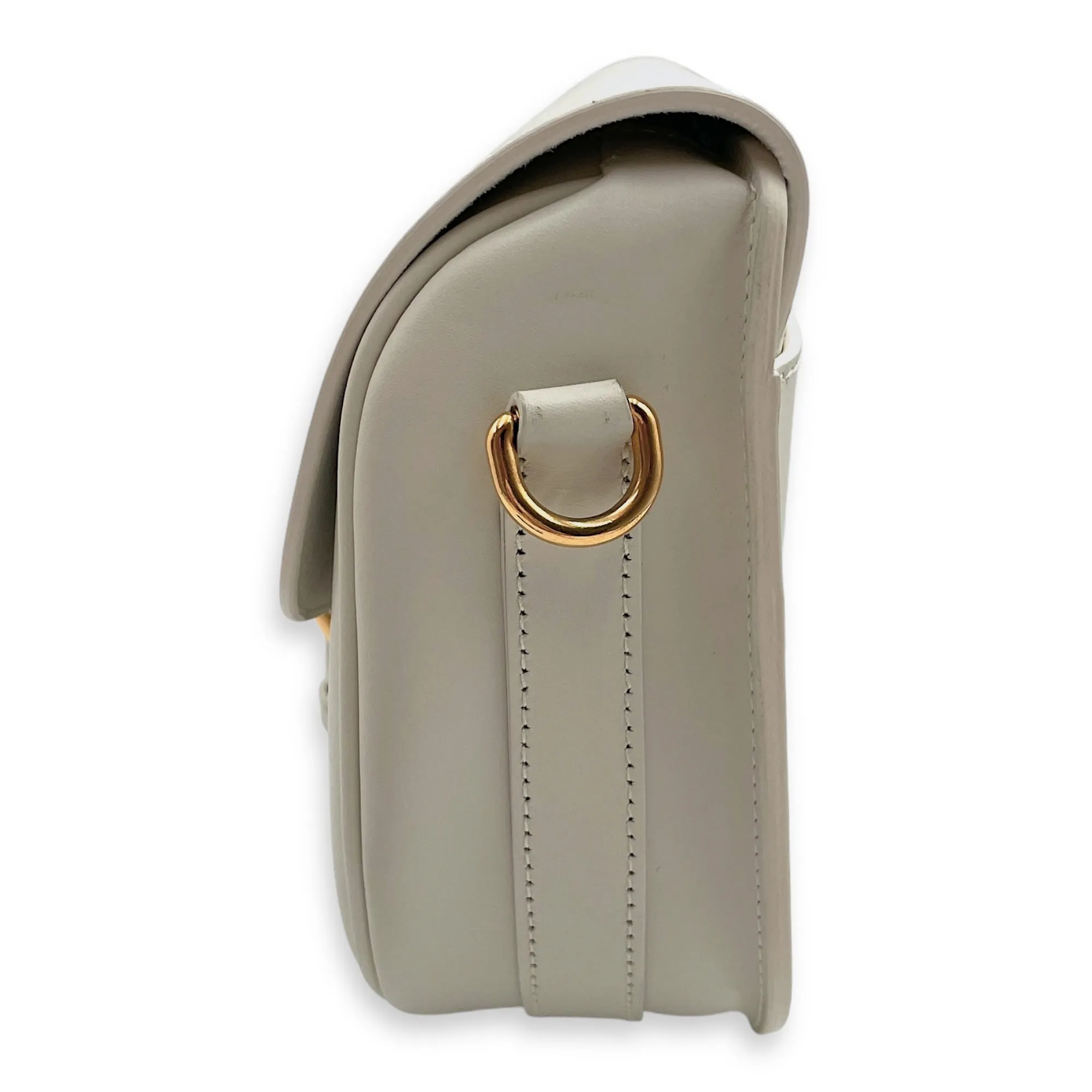 Bobby Medium White Crossbody Bag in Calfskin, Gold hardware