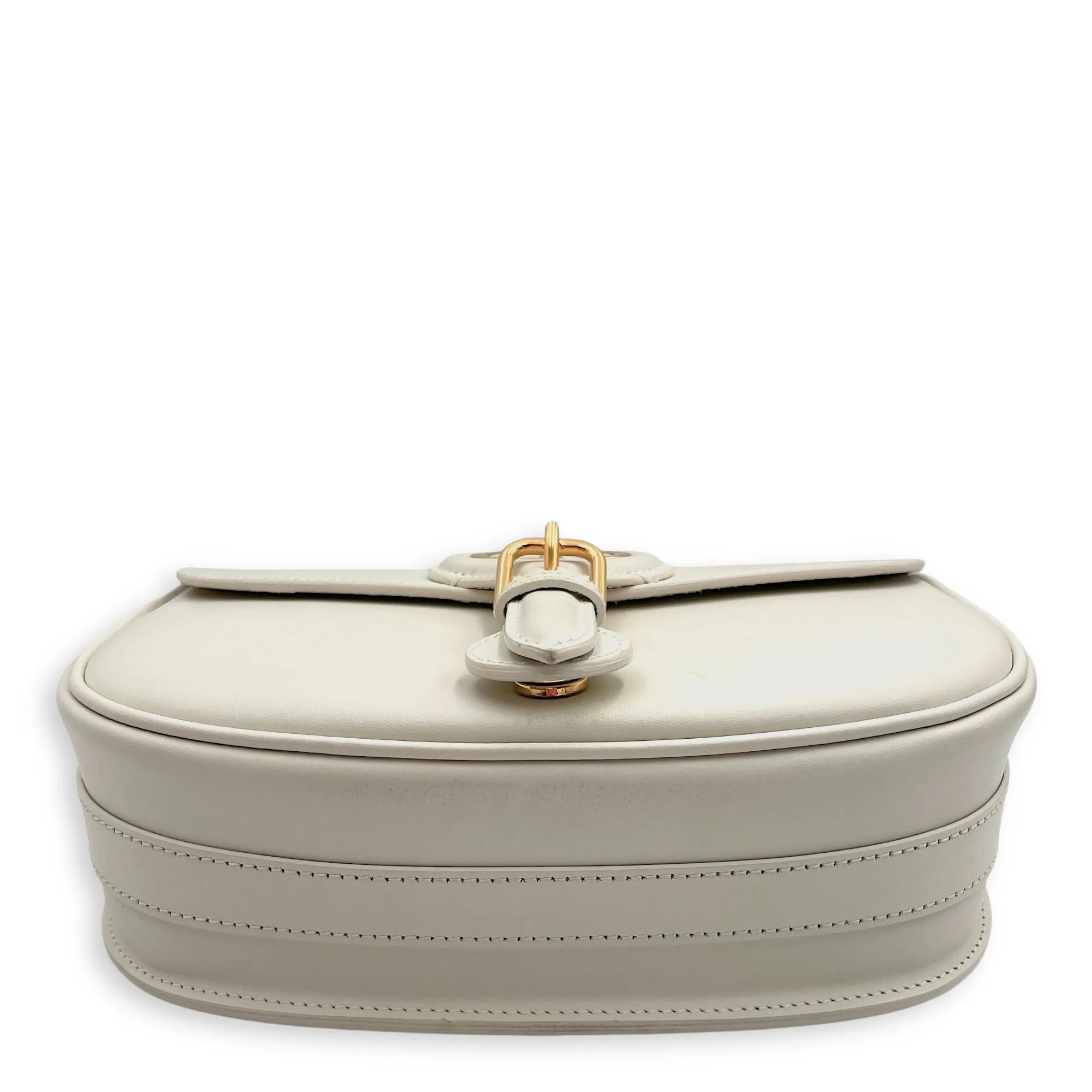 Bobby Medium White Crossbody Bag in Calfskin, Gold hardware