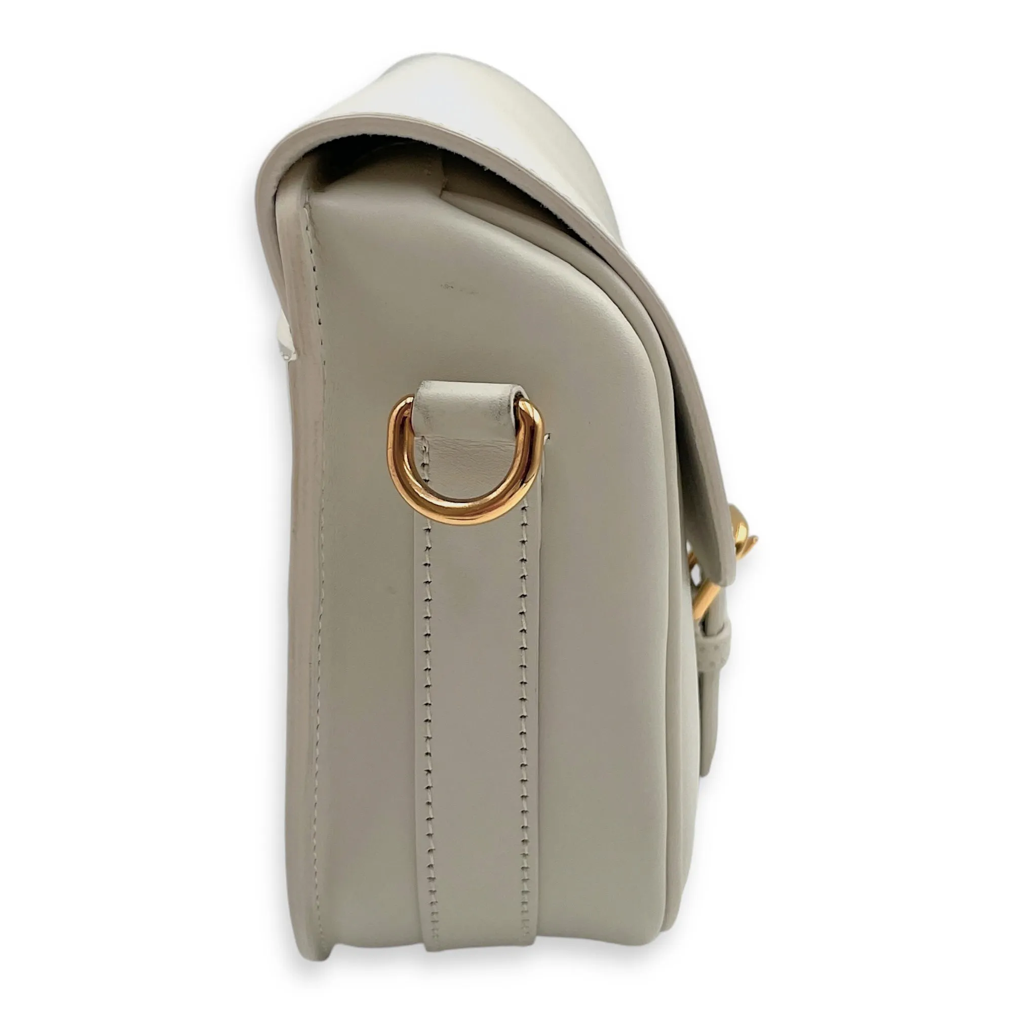 Bobby Medium White Crossbody Bag in Calfskin, Gold hardware