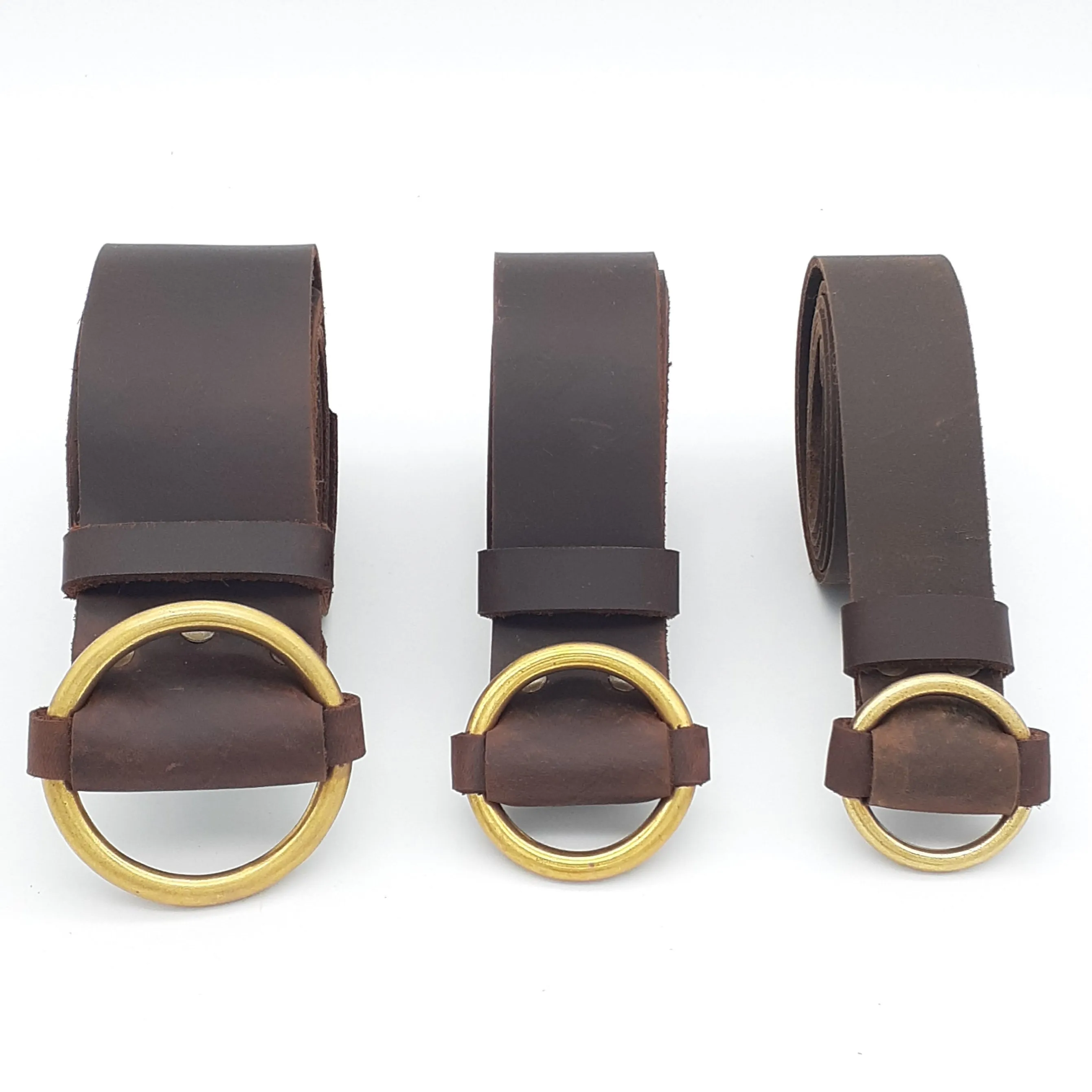 Brass Ring Buckle Chocolate Belt