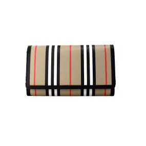 Burberry Hannah Icon Stripe Archive Black E-Canvas Leather Wallet Crossbody Bag