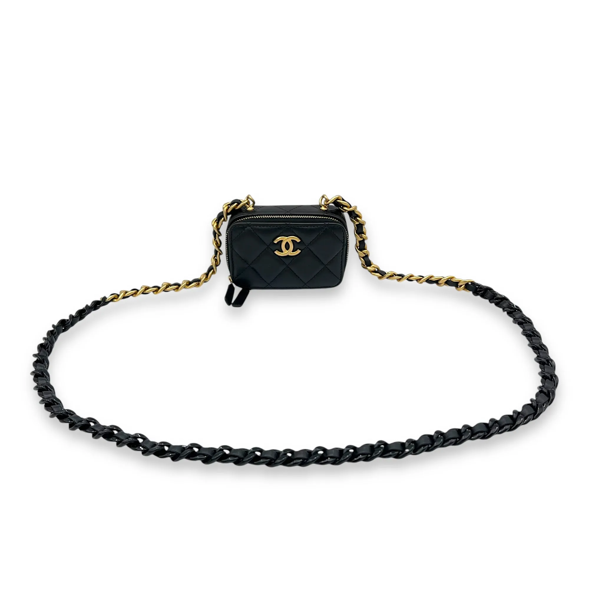 CC Crossbody Bag Black in Lambskin, Gold hardware