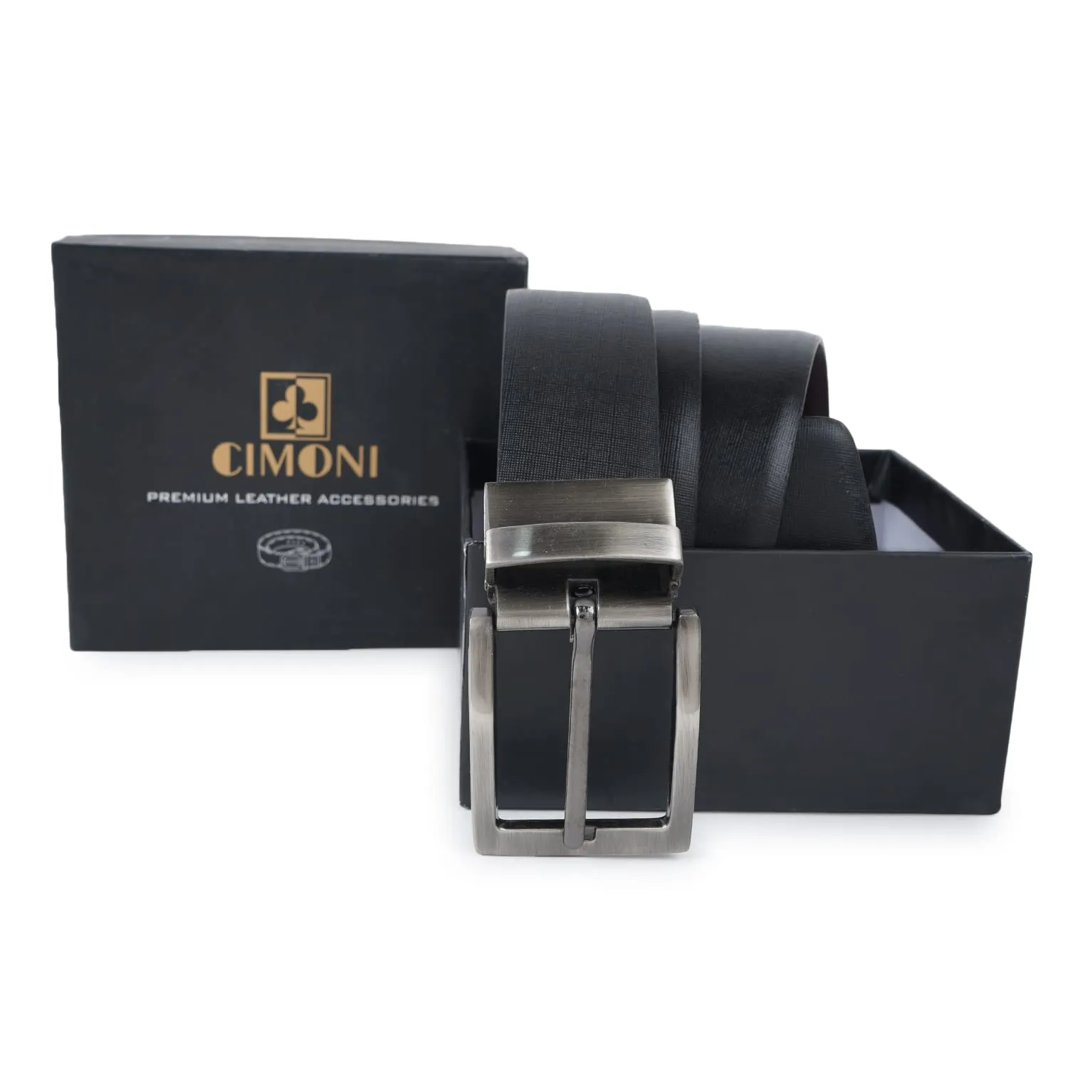 CIMONI® Premium Genuine Leather Belt for Jeans & Dress For Men (Black)  ( 1 Year Gurantee)