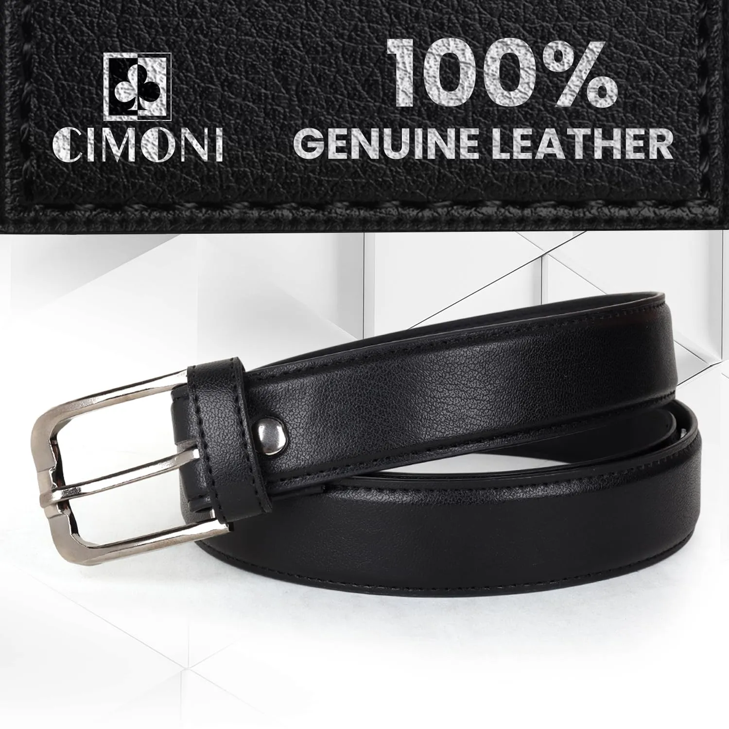 CIMONI® Premium Vegan Leather Belt for Men Jeans & Pants Waist Belt ( 1 Year Gurantee)