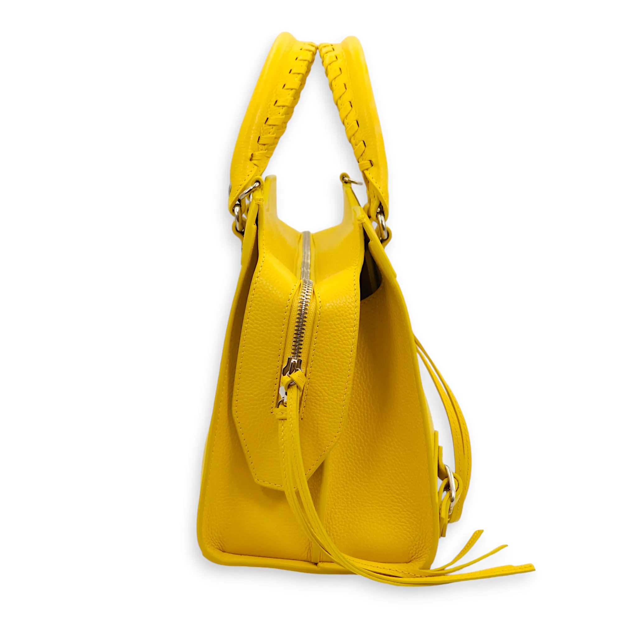 Classic Neo City Yellow Crossbody Bag in Calfskin, Palladium hardware