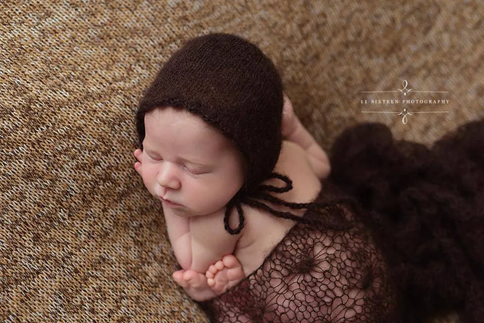 Dark Brown Sunflower Mohair Knit Baby Wrap