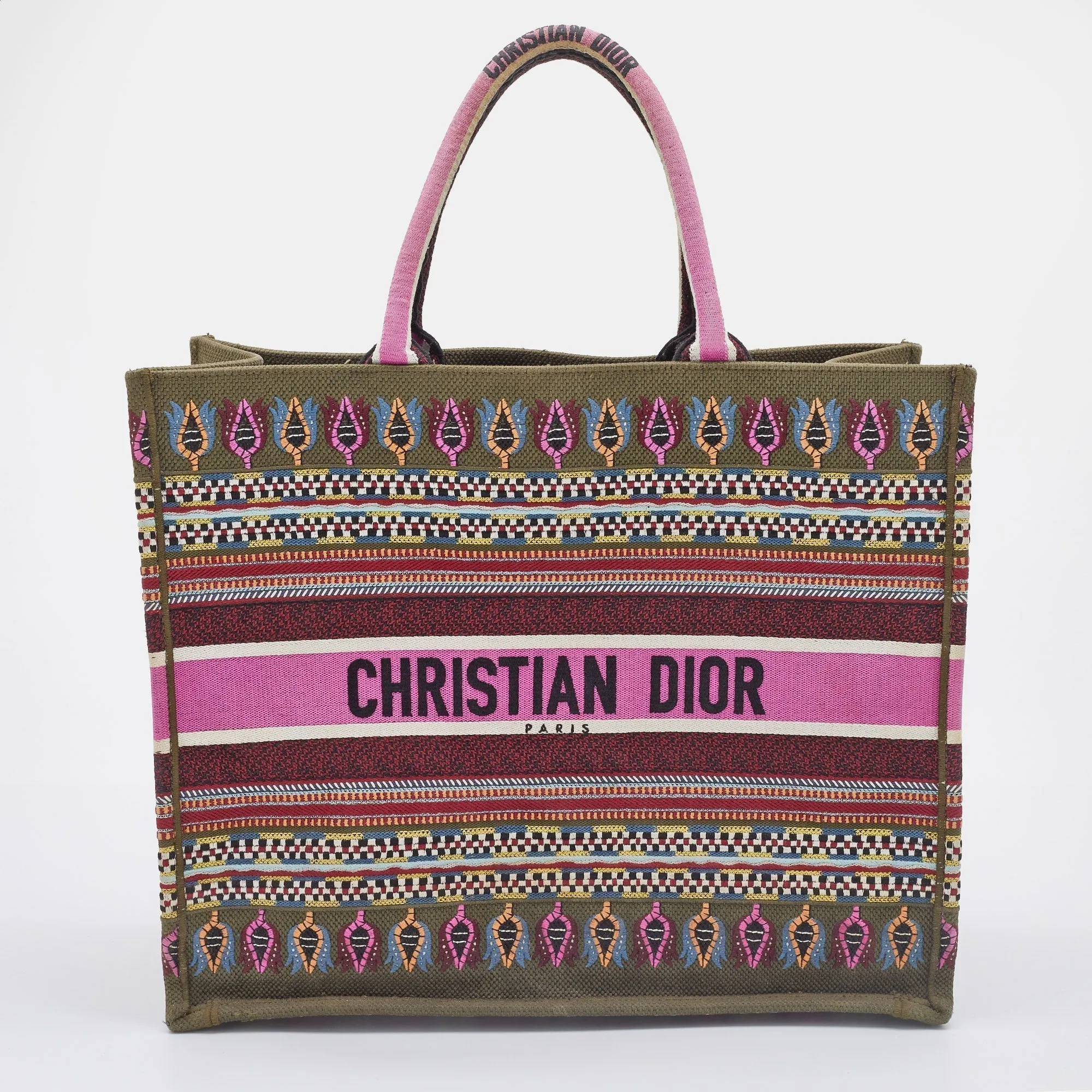 DIOR Multicolor Embroidered Canvas Large Book Tote