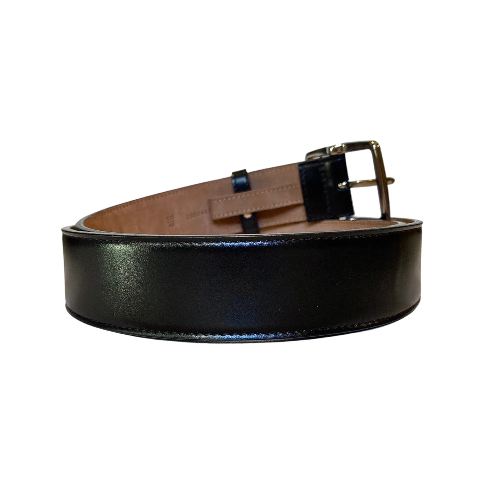 Fendi Silver Buckle Smooth Black Calf Leather Belt 100