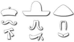 Frantic Stamper Precision Die - International Hats & Mustaches (set of 9 dies)