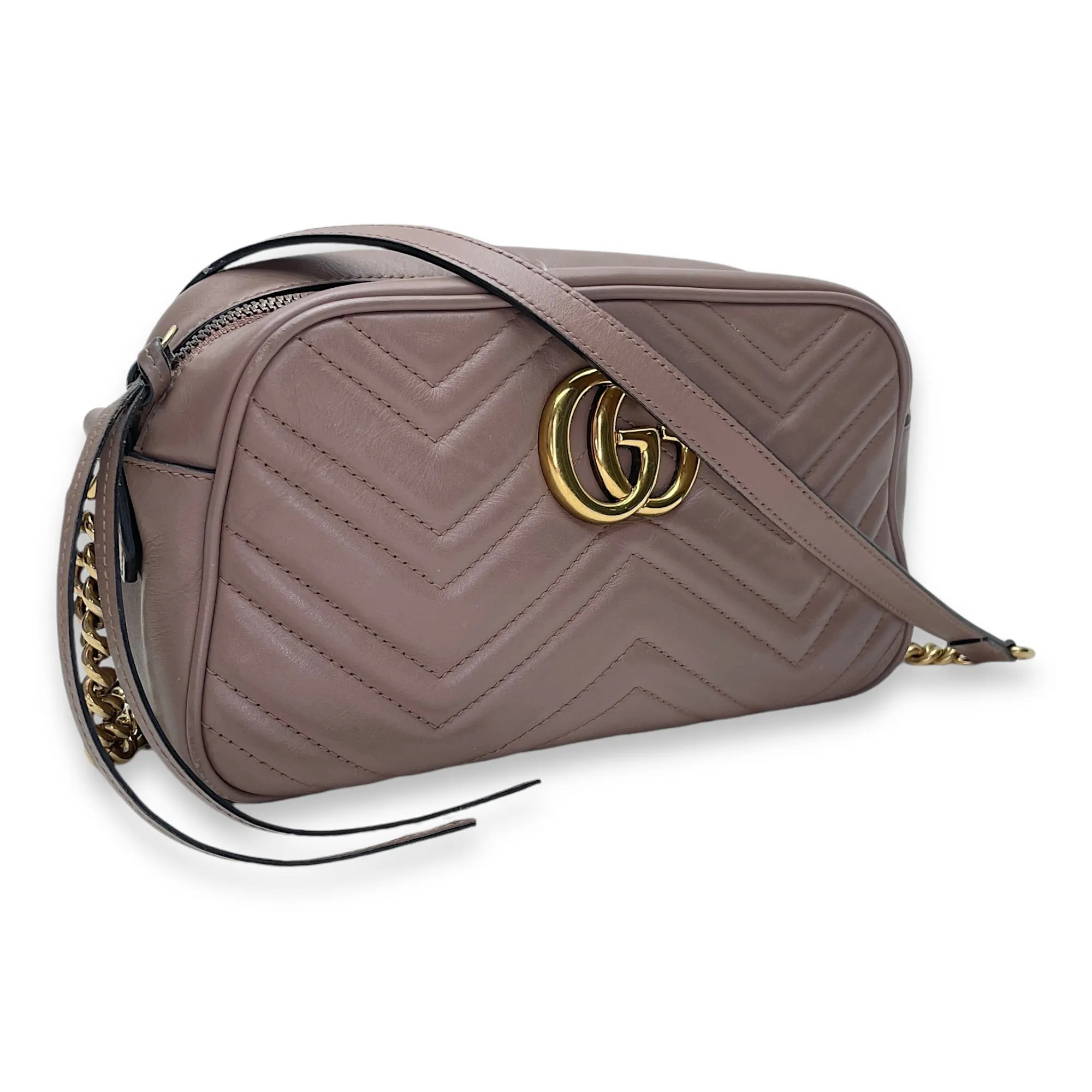 GG Marmont Small Crossbody bag in Calfskin, Gold Hardware