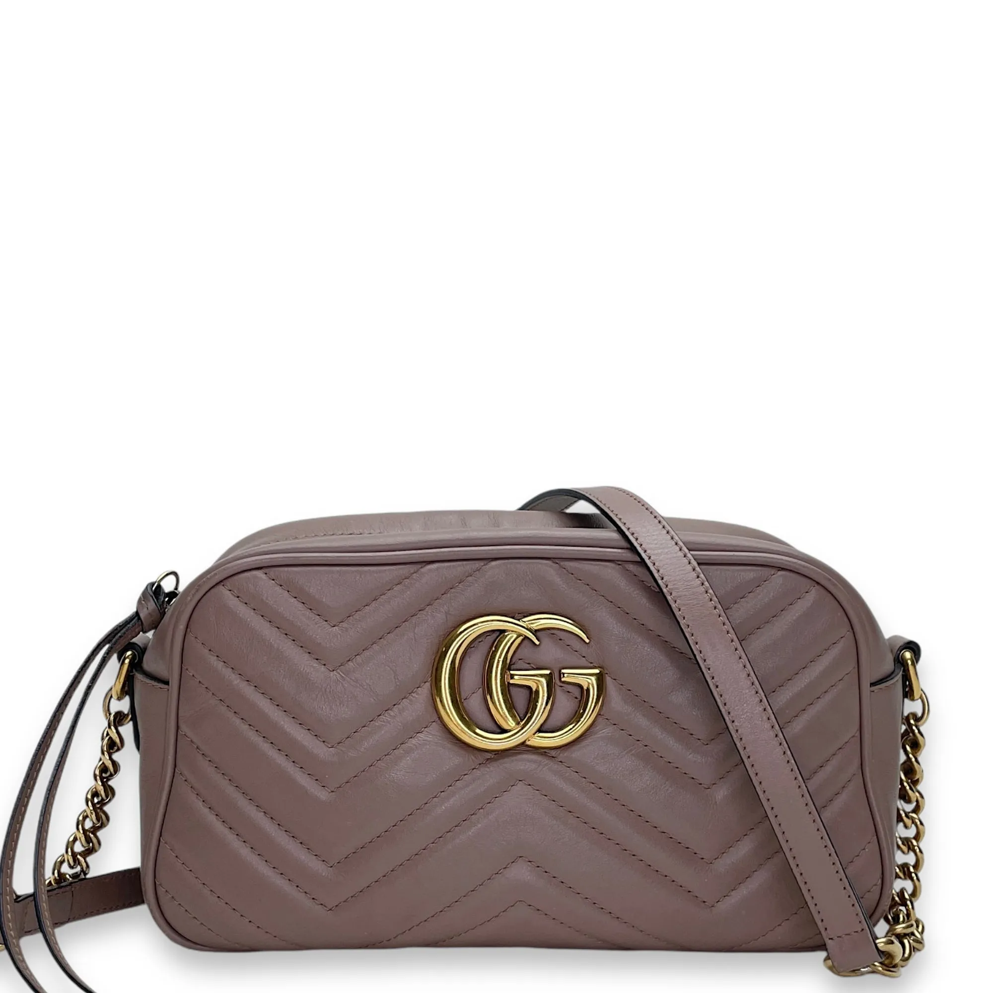 GG Marmont Small Crossbody bag in Calfskin, Gold Hardware