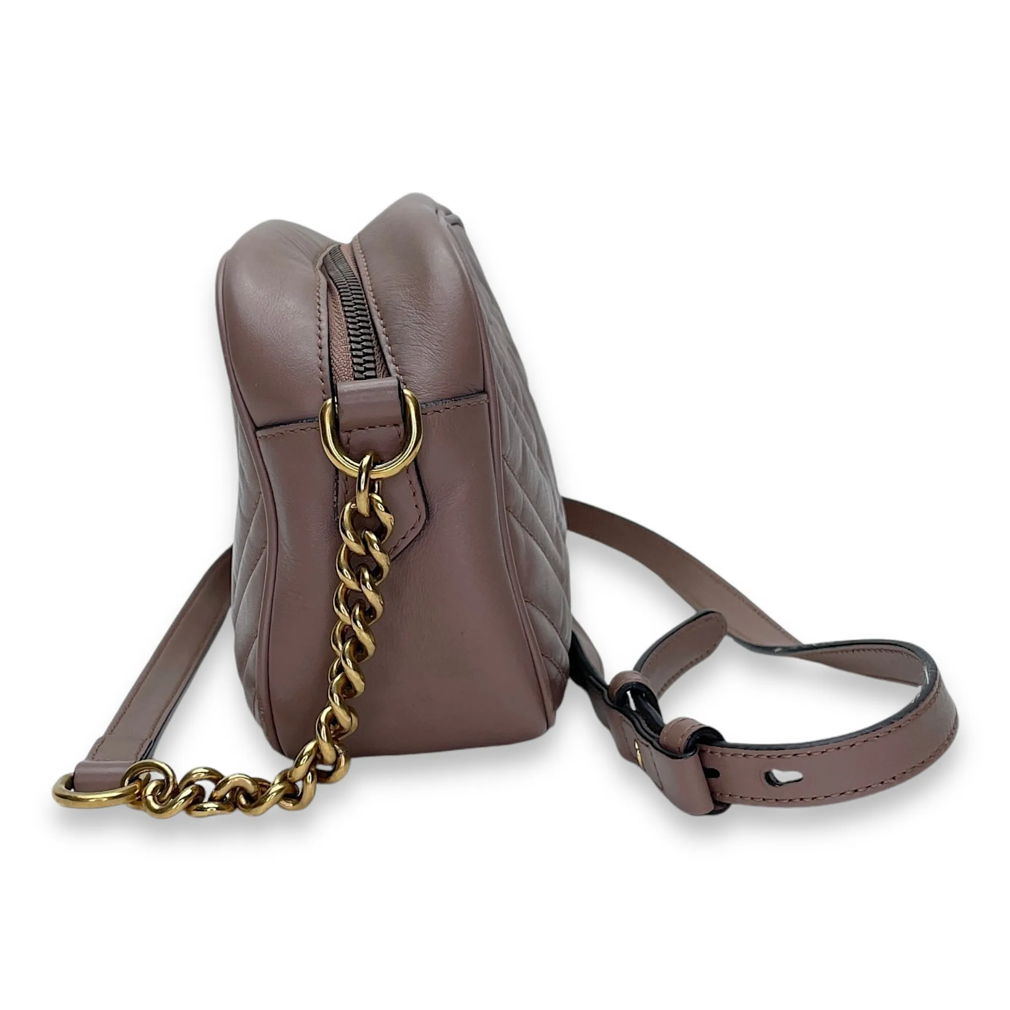 GG Marmont Small Crossbody bag in Calfskin, Gold Hardware