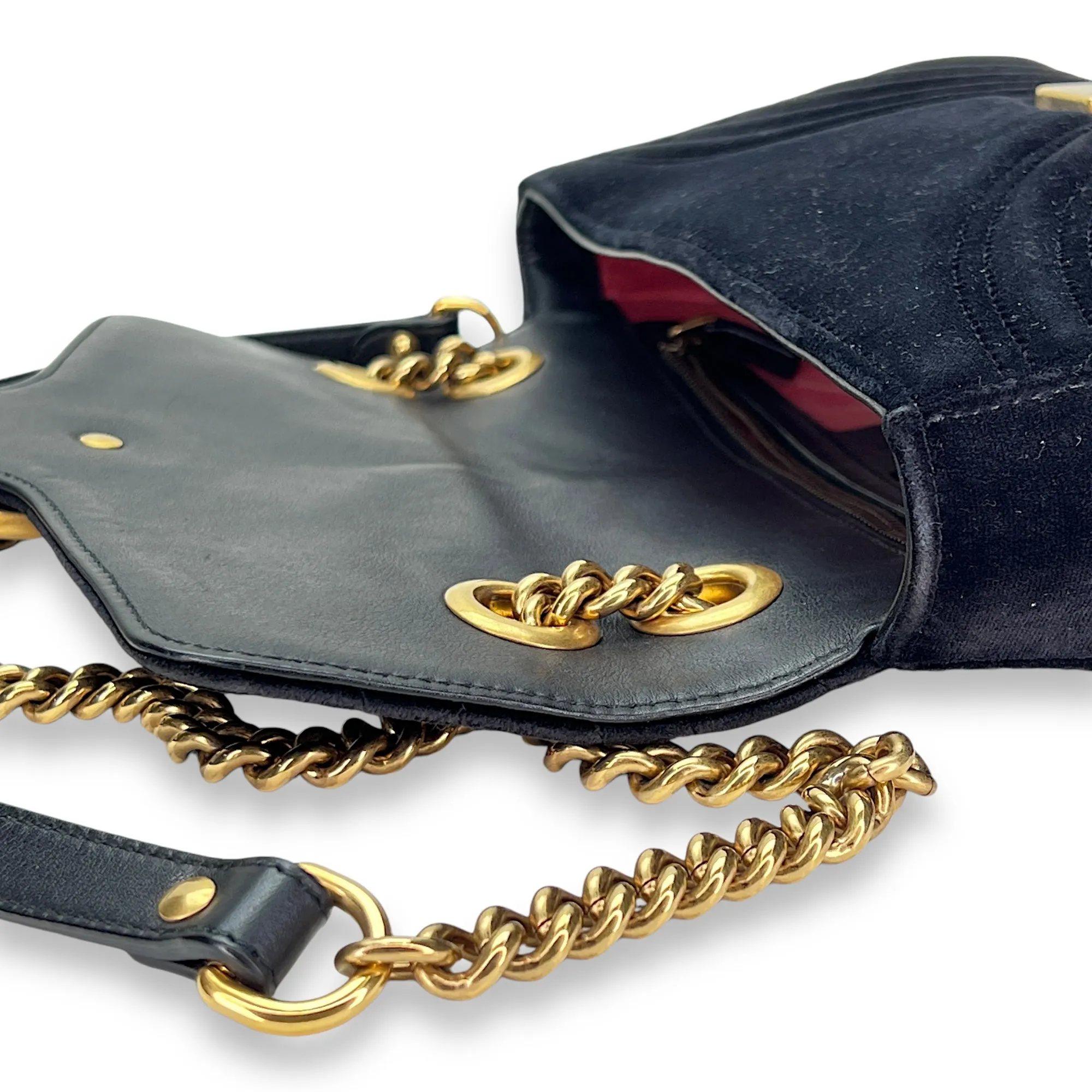 GG Marmont Small Crossbody bag in Velvet, Gold Hardware