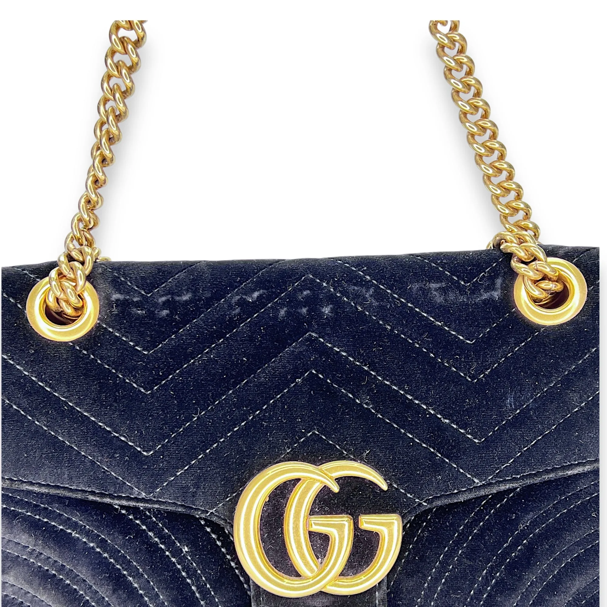 GG Marmont Small Crossbody bag in Velvet, Gold Hardware