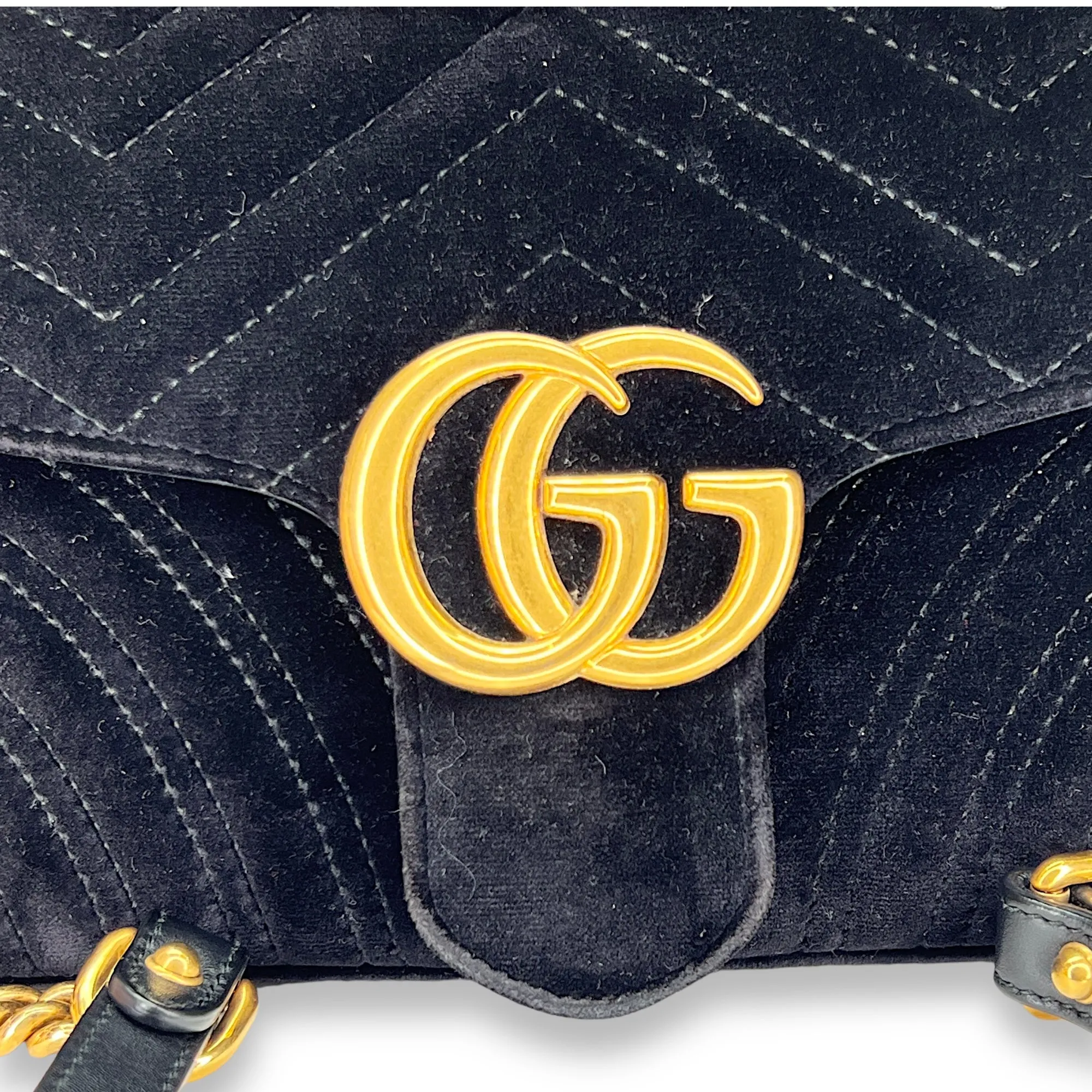 GG Marmont Small Crossbody bag in Velvet, Gold Hardware