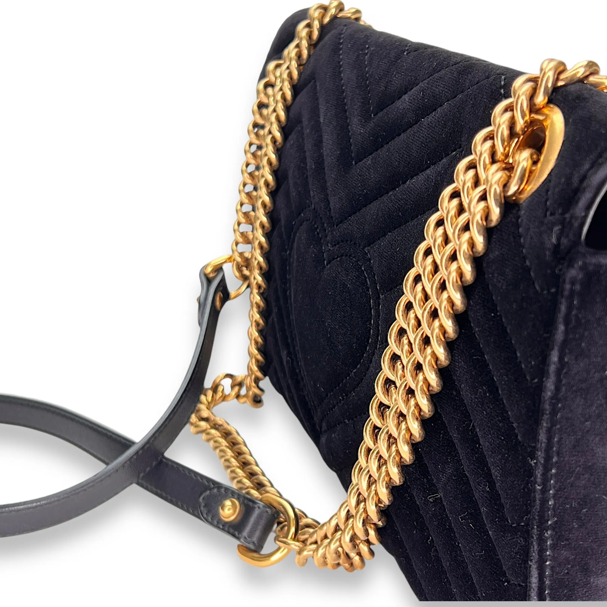 GG Marmont Small Crossbody bag in Velvet, Gold Hardware