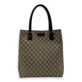 GG Supreme Vertical Brown Tote Bag in Coated Canvas, Silver hardware