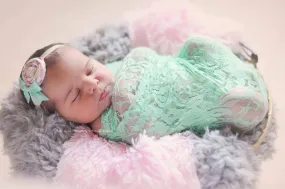 Green Mint Stretch Lace Wrap Newborn Swaddle