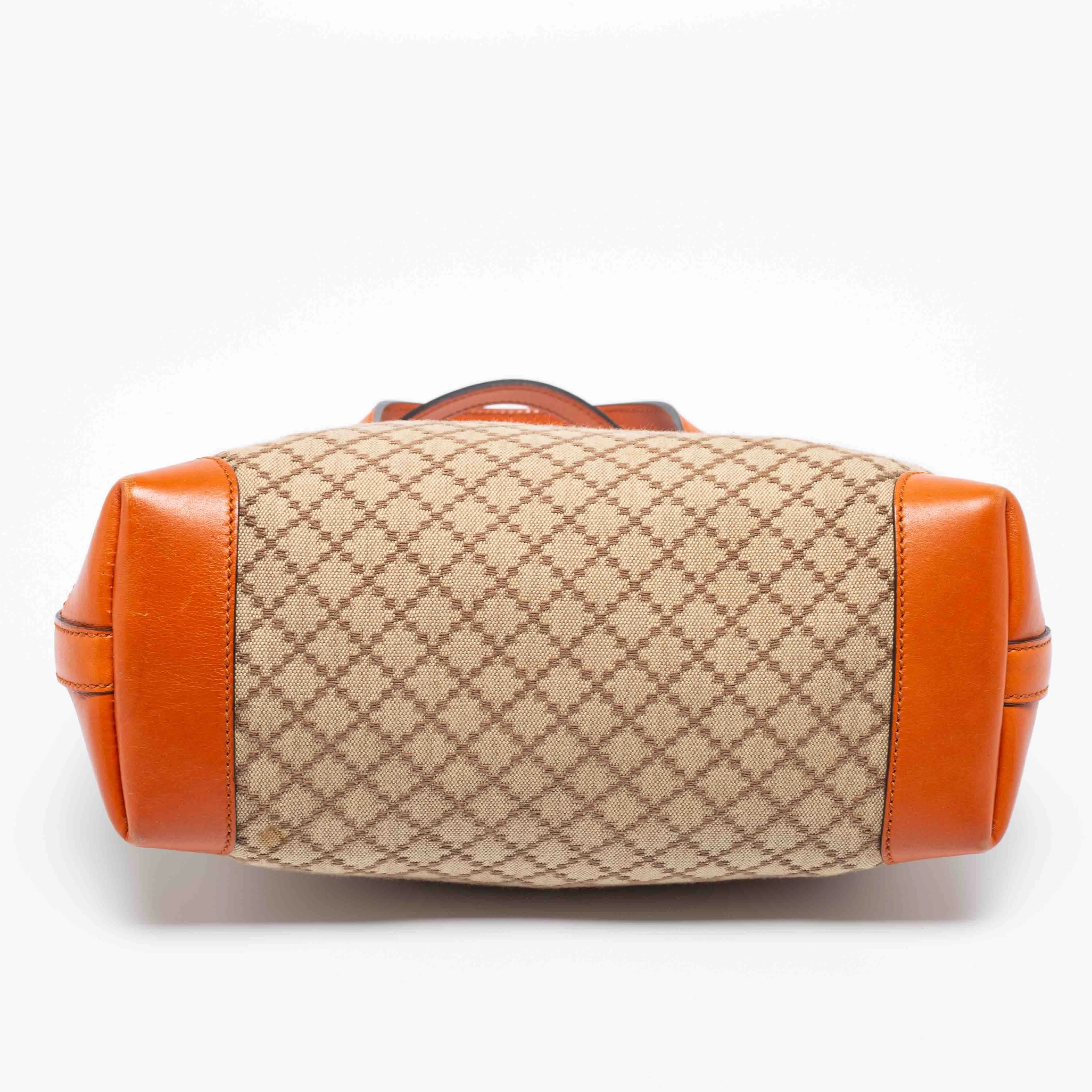 Gucci Orange/Beige Diamante Canvas and Leather Small Craft Tote