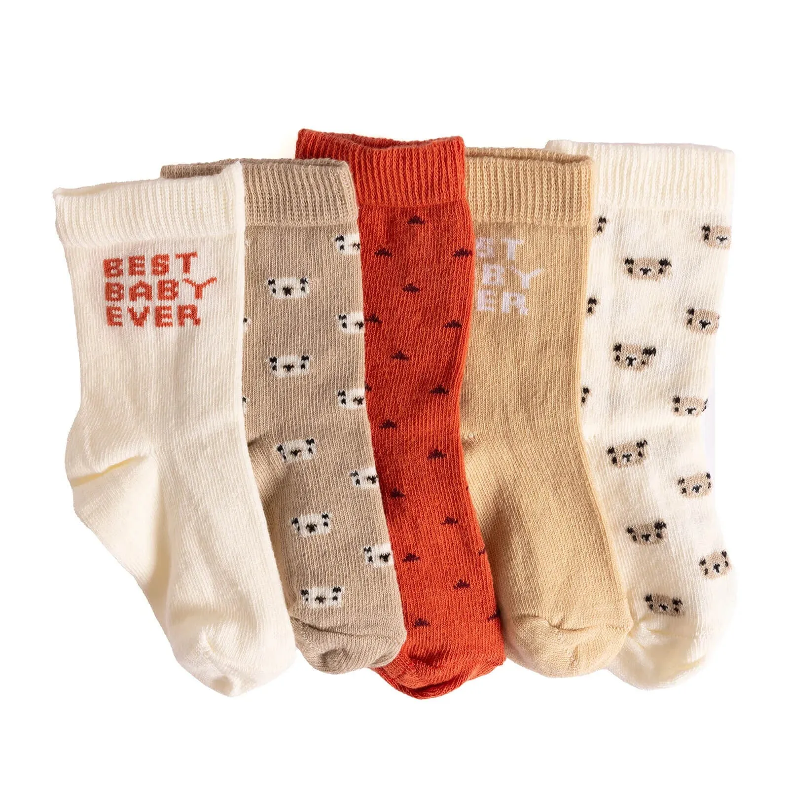 HelloBaby Pack of 5 Socks - Beige