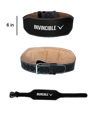 Invincible Weight Lifting Leather Belt 6”