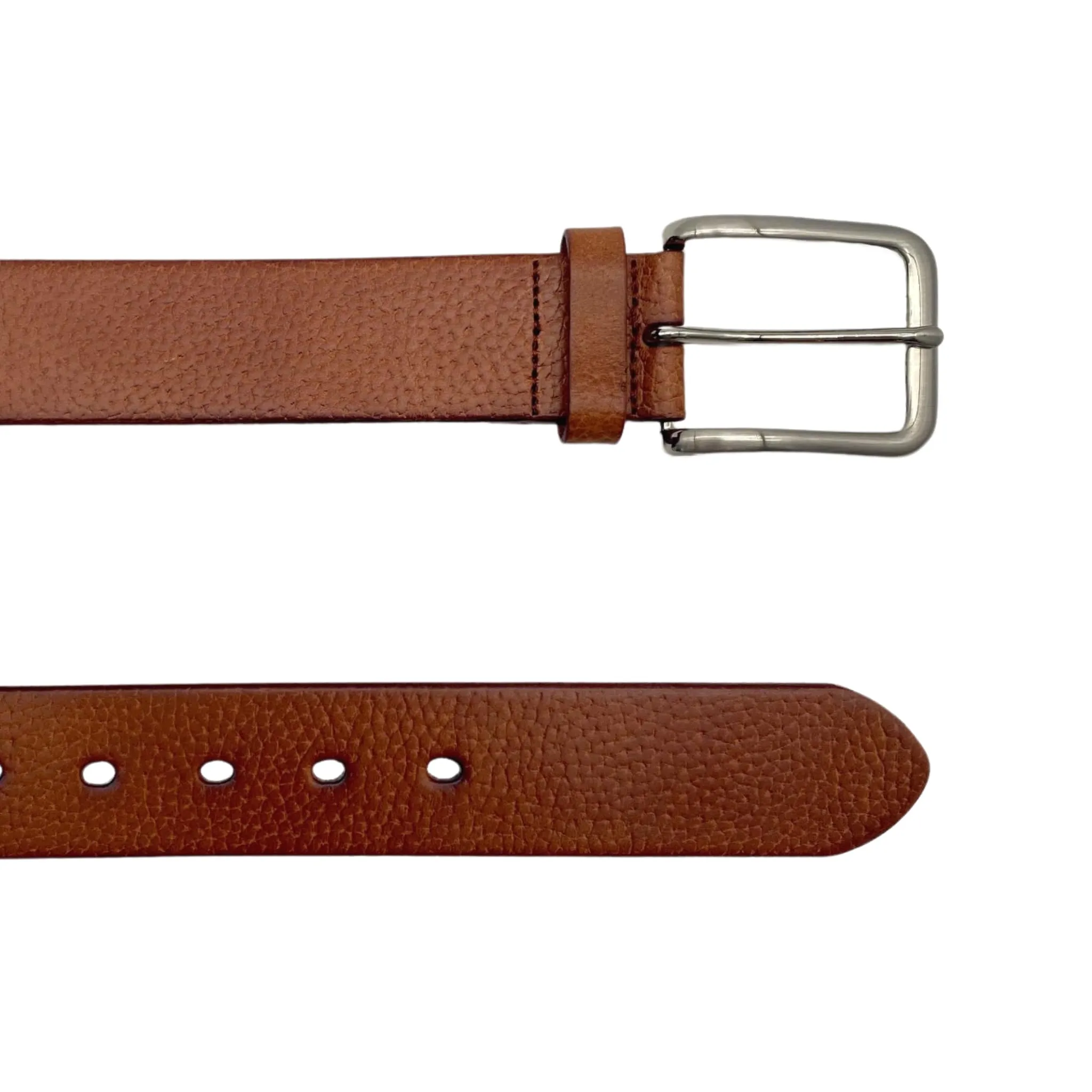 JARROD - Light Tan Genuine Leather Belt with Silver Buckle