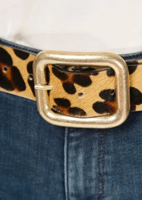 'Julianne' Leopard Print Deep Belt With Gold Buckle