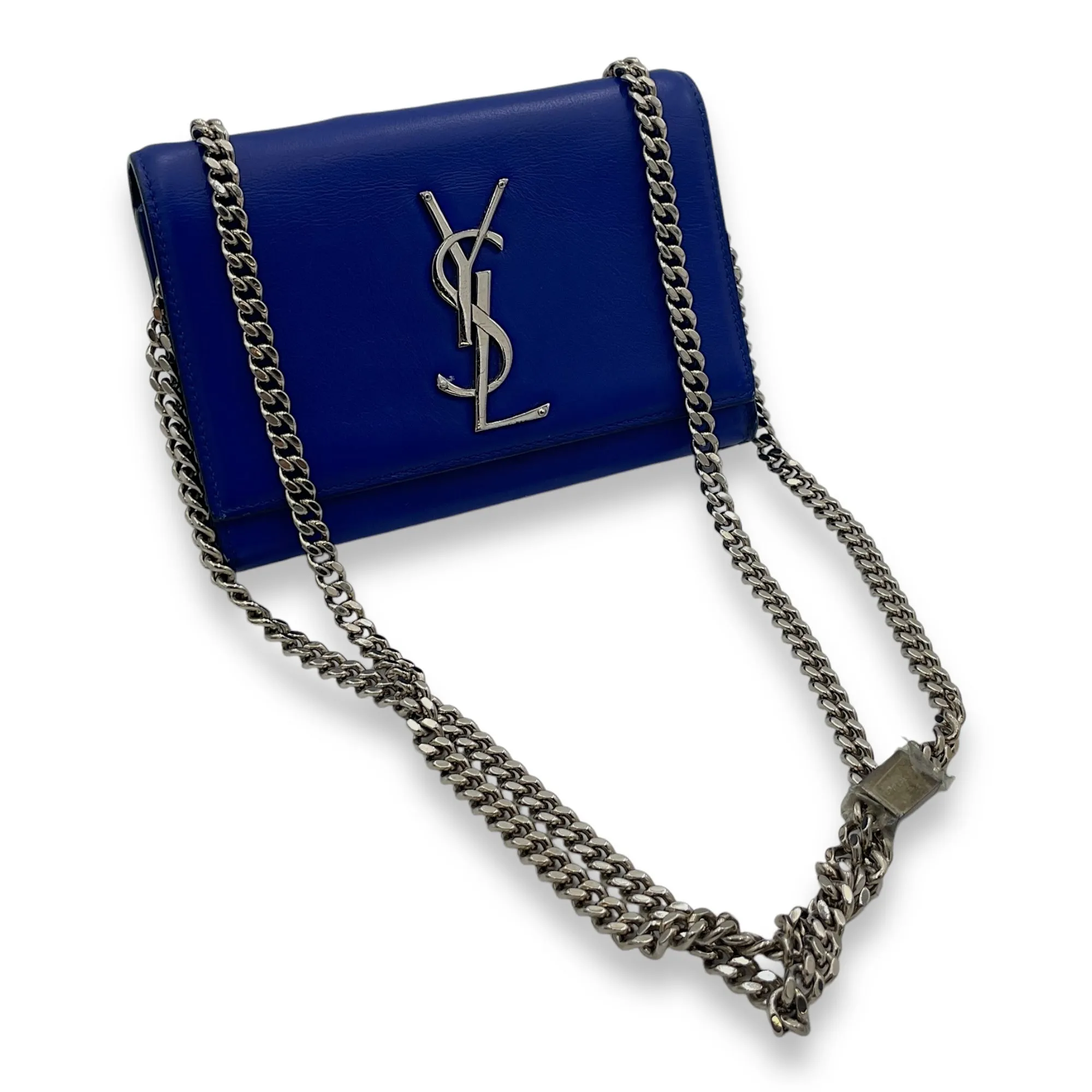 Kate Crossbody Bag Blue in Calfskin, Silver hardware