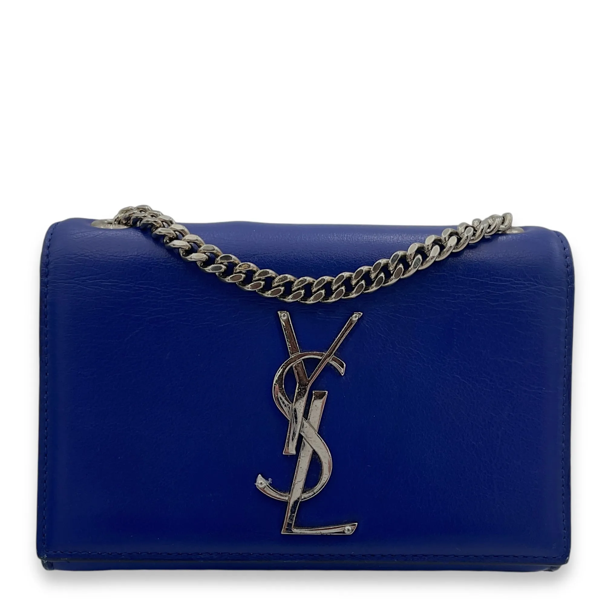 Kate Crossbody Bag Blue in Calfskin, Silver hardware