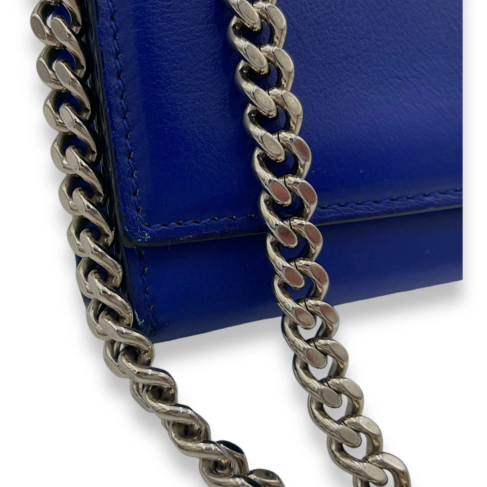 Kate Crossbody Bag Blue in Calfskin, Silver hardware