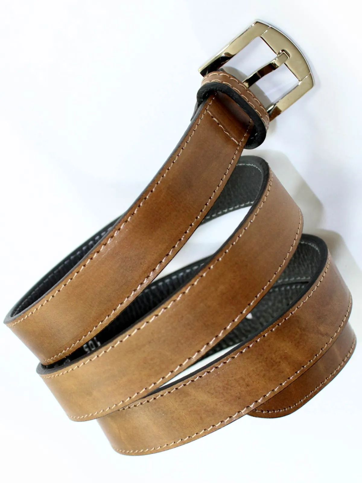 Kiton Belt Cognac Brown Narrow Leather Men Belt 105 / 42 FINAL SALE