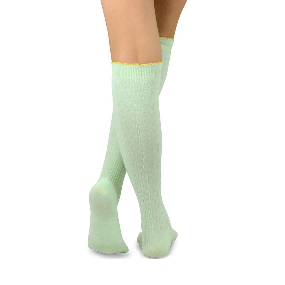 Knee Yeehaw High Cotton Aqua Socks