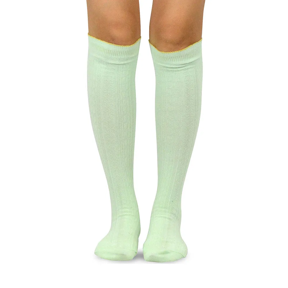 Knee Yeehaw High Cotton Aqua Socks