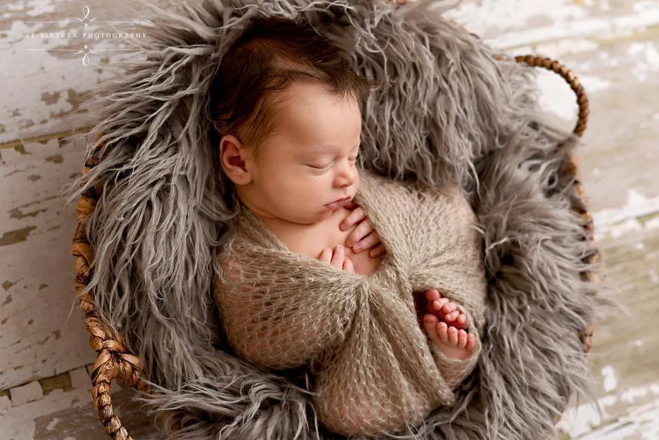 Light Gray Mohair Knit Baby Wrap